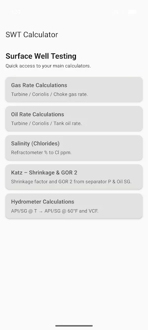 Oil & Gas Calculator Screenshot 0