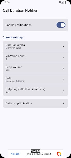 Call Timer Talk Duration Alert Screenshot 0