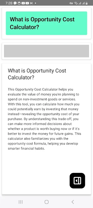 Opportunity Cost Calculator Screenshot 2