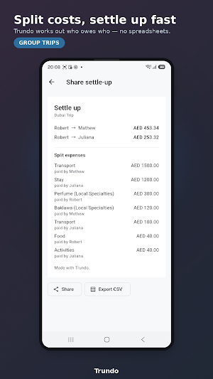 Trundo: Trip Planner & Budget Screenshot 3