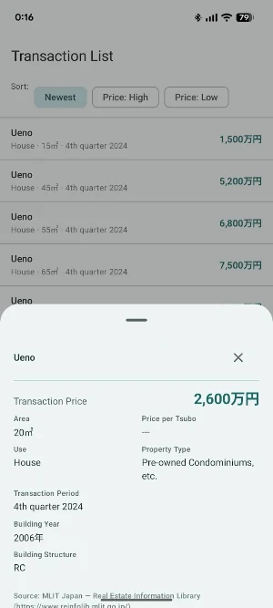 Japan Real Estate Price Map Screenshot 1