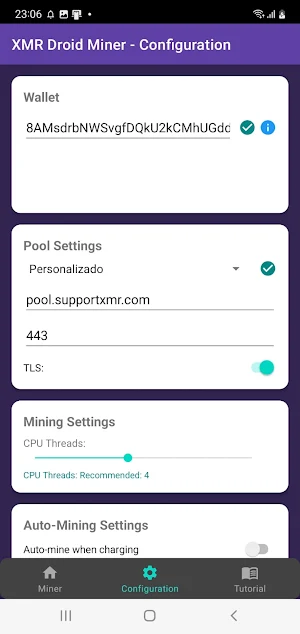 Droid XMR Miner Screenshot 1