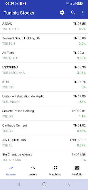 Tunisia Stocks Screenshot 0