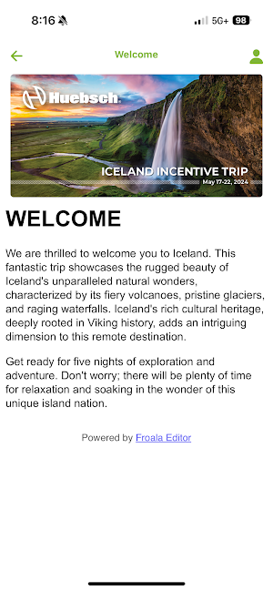 Huebsch Iceland Incentive Trip Screenshot 3