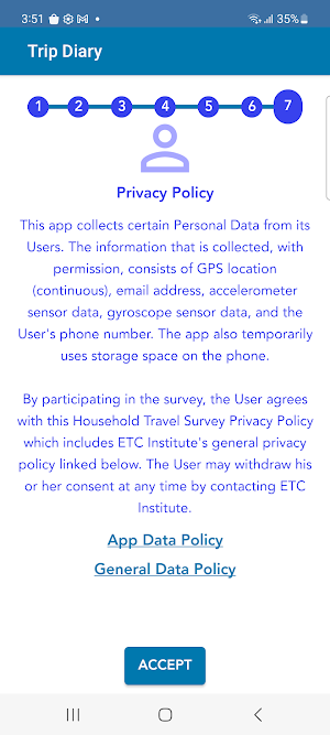 SEPA Household Travel Survey Screenshot 2