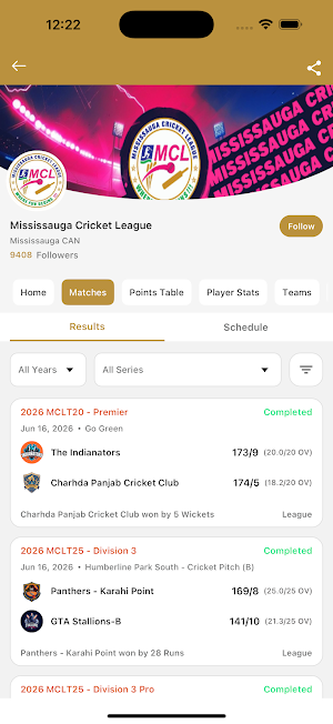 Mississauga Cricket - MCL Screenshot 3