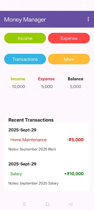 Money Manager Screenshot 2