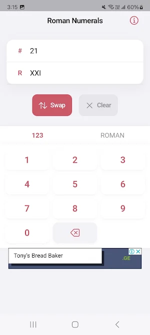 Roman Numerals Converter Screenshot 1