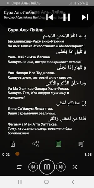 Сура Аль-Ляйль аудио Screenshot 0