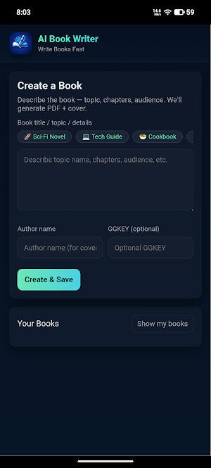 AI Book Writer – Write Books Screenshot 0