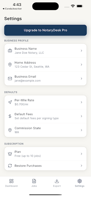 NotaryDesk: Job Log + CSV Screenshot 3