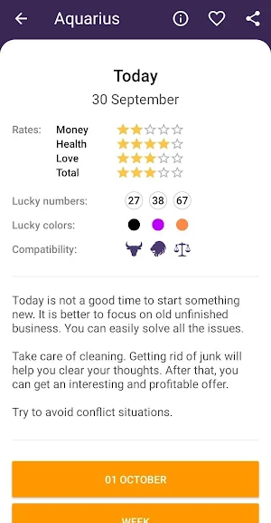 Aquarius Horoscope Screenshot 0