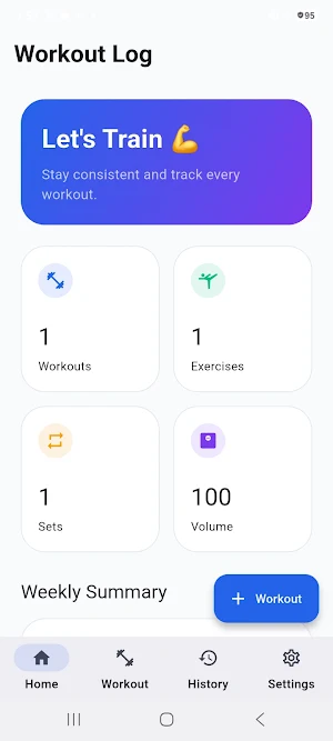 Workout Log Screenshot 1