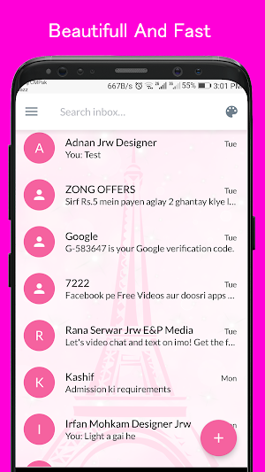 Pink Paris SMS Dual Theme Screenshot 2