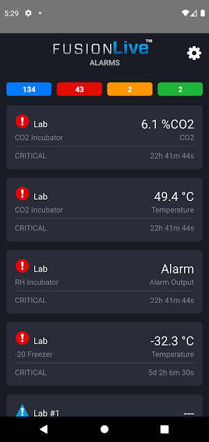 FusionLive Alarms Screenshot 1