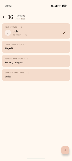 GreetApp: Birthdays & Namedays Screenshot 1