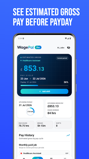WagePal: Shift & Pay Tracker Screenshot 2