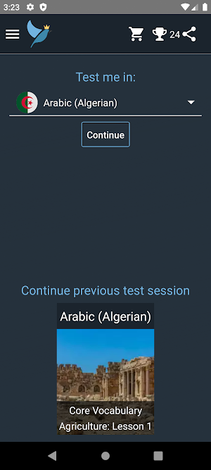 Arabic Algerian Language Tests Screenshot 0