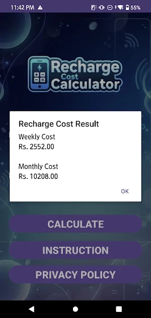 Recharge Cost Calculator Screenshot 2