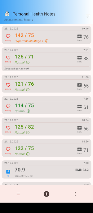 Personal Health Notes Screenshot 1