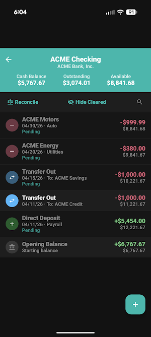 Check Register Screenshot 1