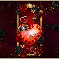 Red Golden Heart - Wallpaper