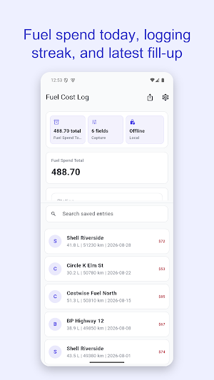 Fuel Cost Log Screenshot 0