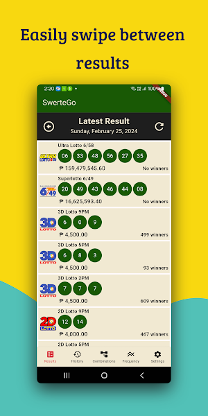 SwerteGo - PCSO Lotto Results Screenshot 0