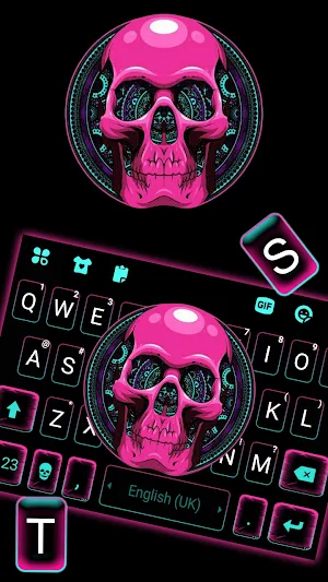 Pink Skull Pattern Keyboard Background Screenshot 1