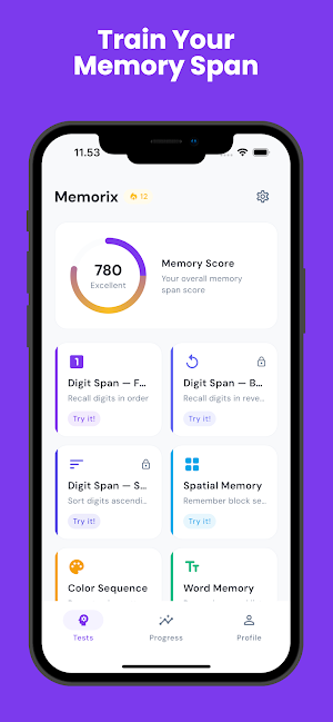 Memory Test & Brain Training Screenshot 0