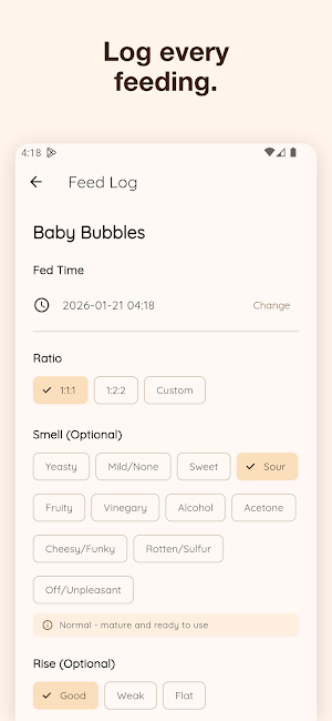 Sourdough Starter Tracker Screenshot 2