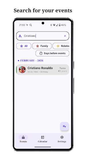 Birthday Reminder & Calendar Screenshot 1
