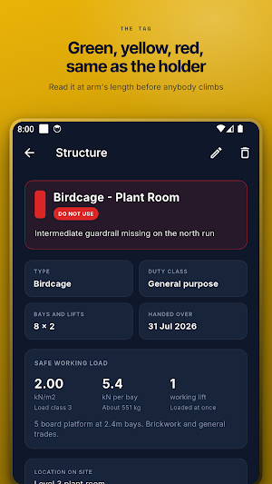 Scaffold Inspection Register Screenshot 1