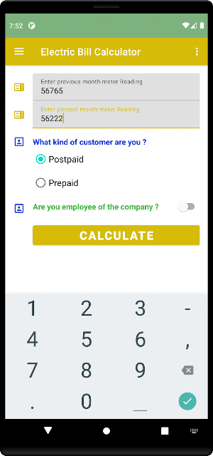 Ethio Electric Bill Calculator Screenshot 2
