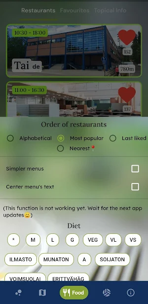 JYU food menus and community Screenshot 3
