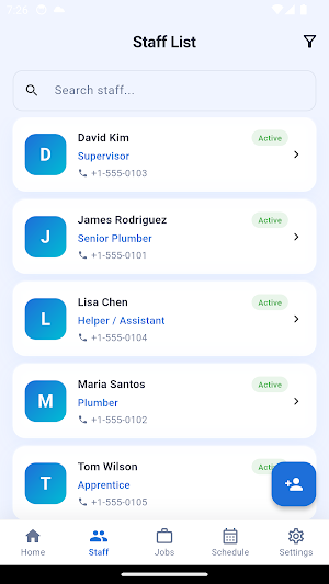 Plumbing Staff Control Screenshot 1