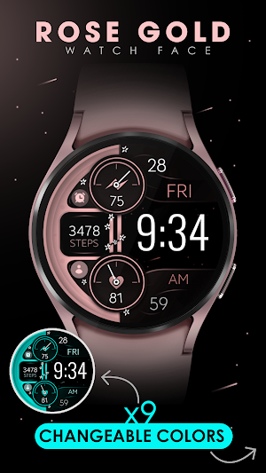 Digital Rose Gold 2 watch face Screenshot 2
