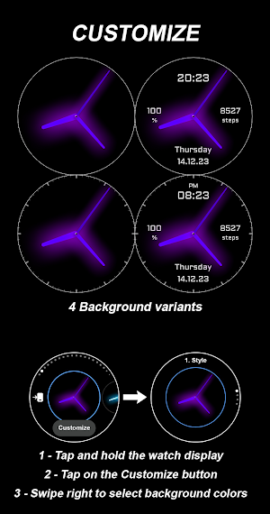 EY12 Purple Glow Watchface Screenshot 3