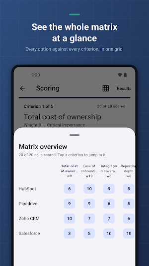 Decision Matrix Planner Screenshot 3