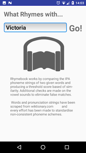 RhymeBook - rhyming dictionary Screenshot 1