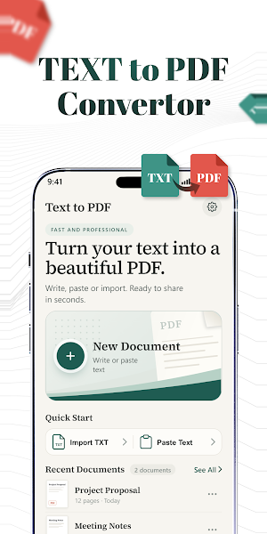 Text to PDF - TXT Converter Screenshot 0