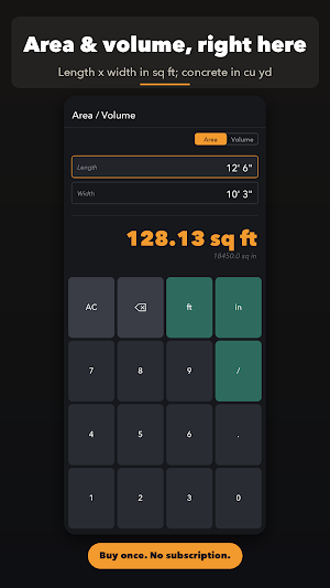 Tape Calc: Feet Inch Fraction Screenshot 1