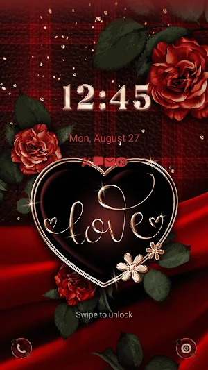 Red Tartan Heart - Wallpaper Screenshot 1