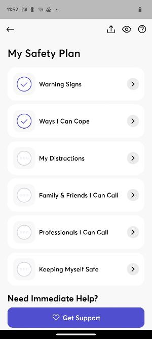 Safety Plan Screenshot 1