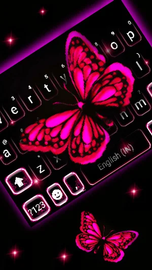 Neon Pink Butterfly Keyboard Background Screenshot 0