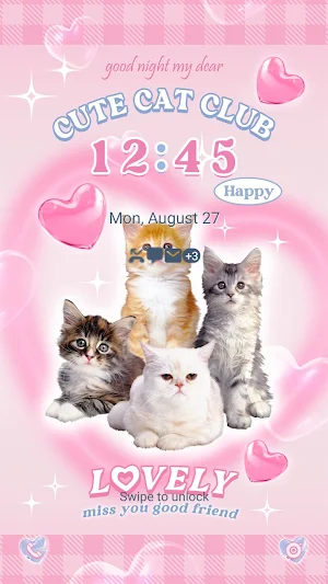 Pink Cute Cat - Wallpaper Screenshot 1