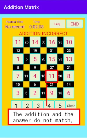 Addition Matrix Screenshot 3