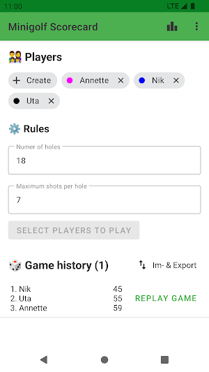 Mini Golf Scorecard Screenshot 0