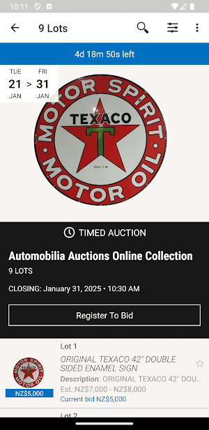 Automobilia Auctions Screenshot 1