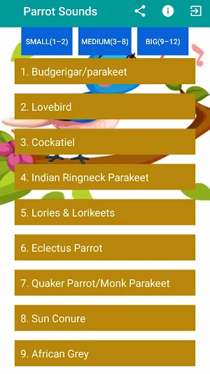 Parrot Sounds Bird Chirps Screenshot 1